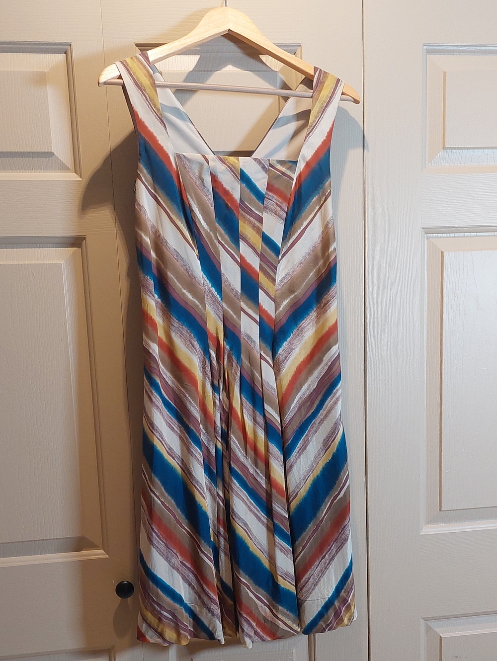 Classiques Entier Diagonal Stripe Midi Dress in Blue, Tan, Brown, Rust, Cream